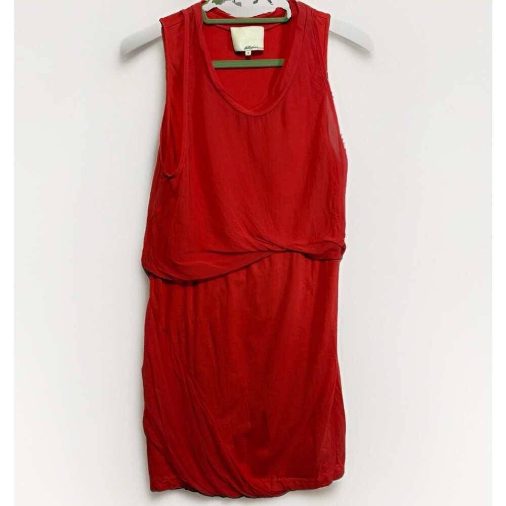 3.1 Phillip Lim‎ Womens Silk Sleeveless Solid Knee Length Tank Dress Orange Sz 6